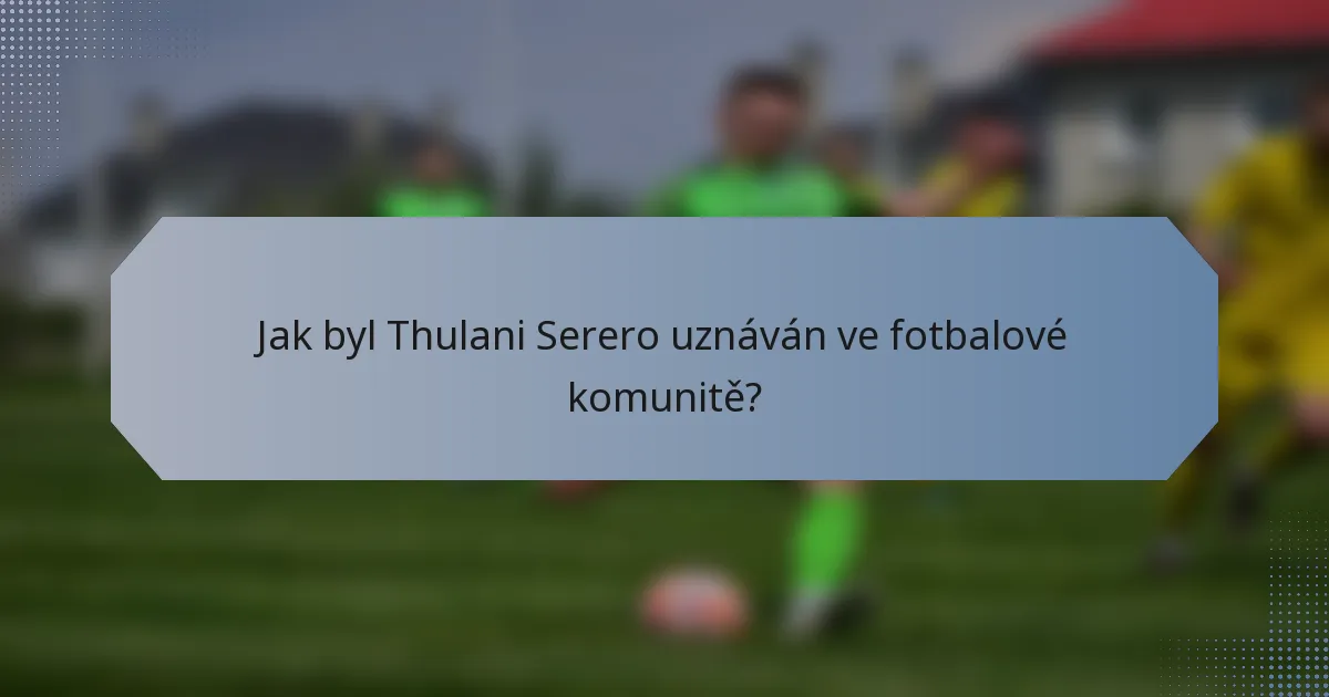 Jak byl Thulani Serero uznáván ve fotbalové komunitě?