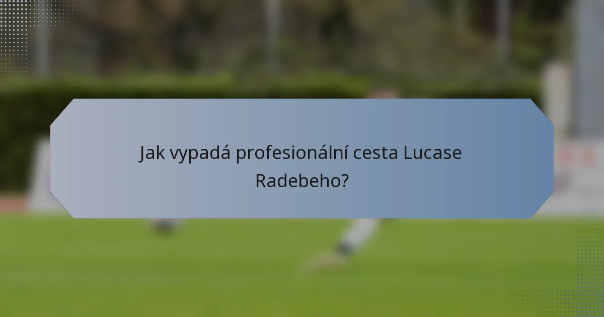 Jak vypadá profesionální cesta Lucase Radebeho?