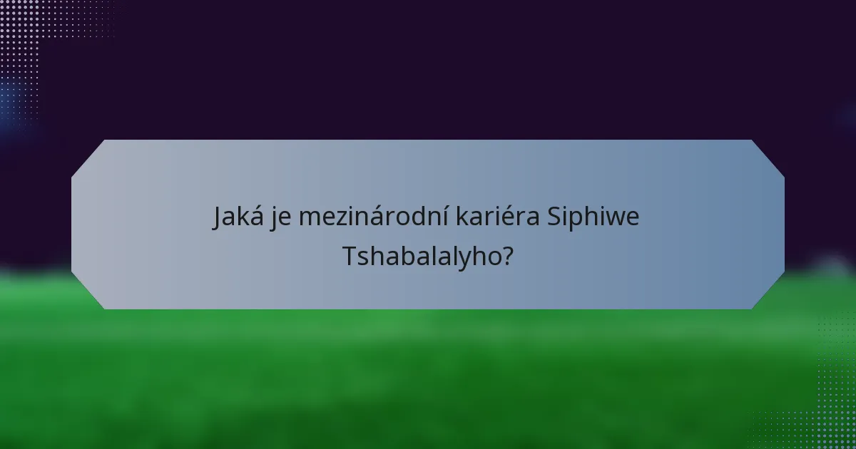 Jaká je mezinárodní kariéra Siphiwe Tshabalalyho?