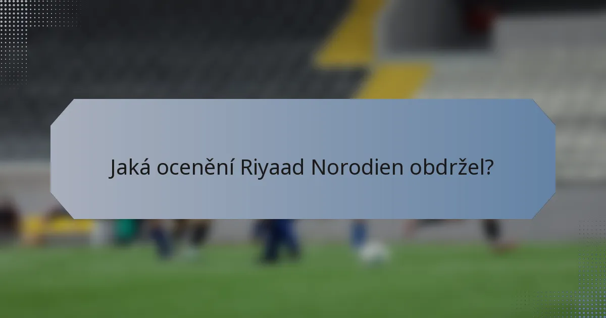 Jaká ocenění Riyaad Norodien obdržel?