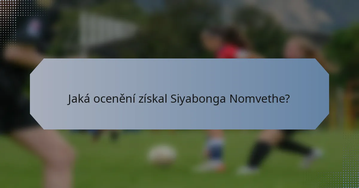 Jaká ocenění získal Siyabonga Nomvethe?