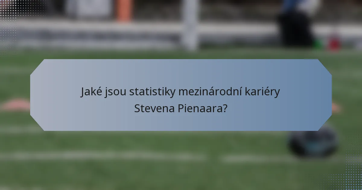 Jaké jsou statistiky mezinárodní kariéry Stevena Pienaara?