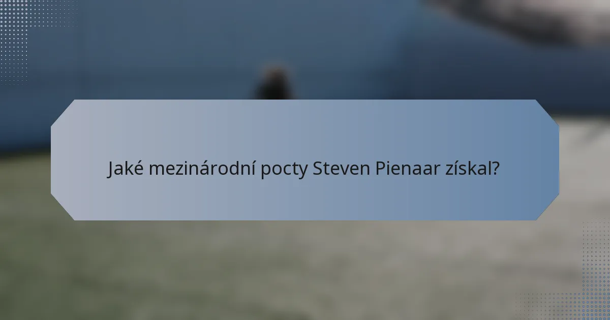 Jaké mezinárodní pocty Steven Pienaar získal?